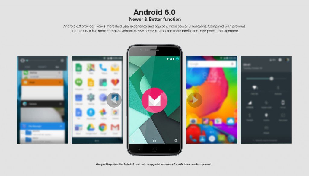 Le Elephone Ivory est livré avec Android 6 Marshmallow de série.