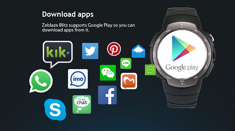La Zeblaze Blitz 3G dispose du Play Store de telle sorte qu'il est possible de télécharger des applications directement dans la montre