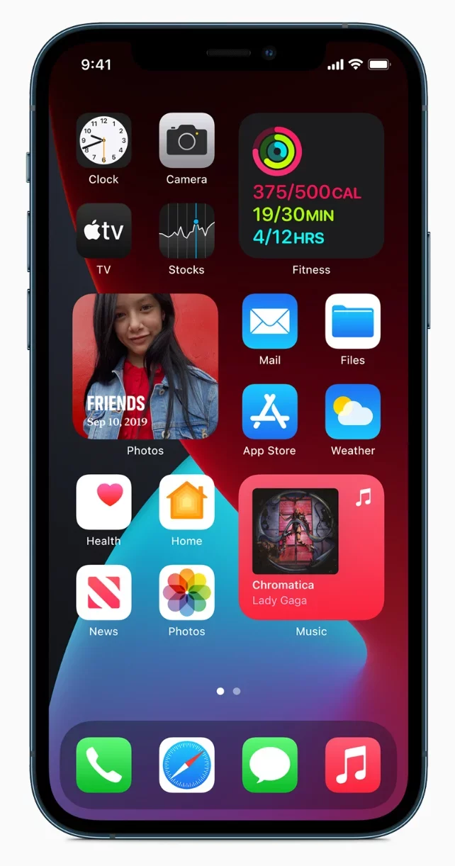Interface de l'Apple iPhone 12 Pro