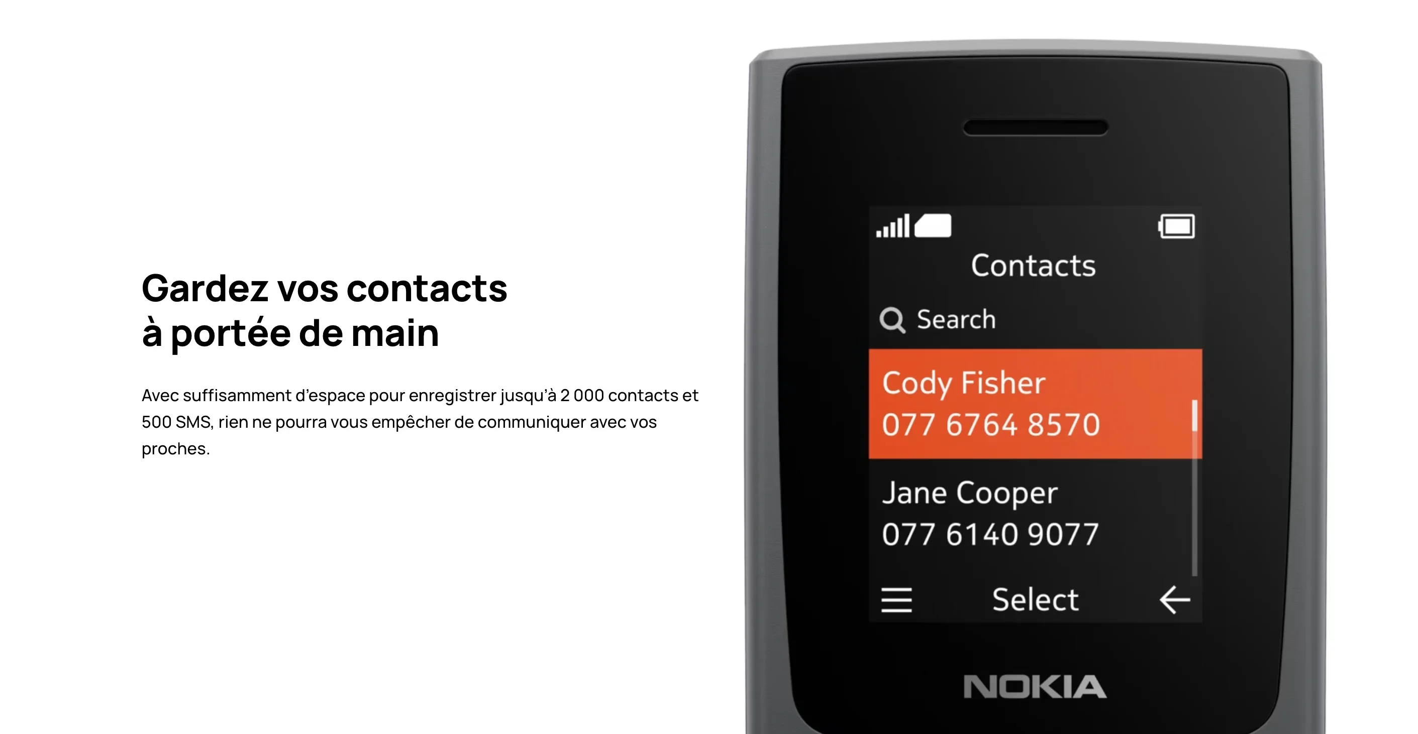 Interface du Nokia 105